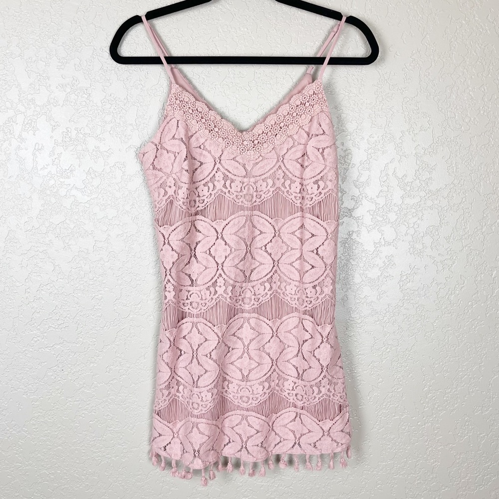Blush Pink lace overlay mini dress